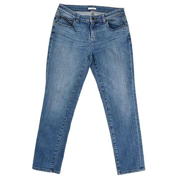 Eileen Fisher Jeans Womens Size 2 Blue Straight Leg Stretch Medium Wash Denim - Picture 1 of 16